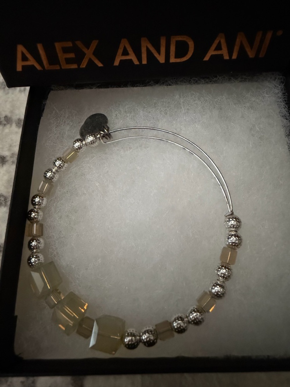 Alex and Ani Silver-Tone Bracelet with Milky Beads